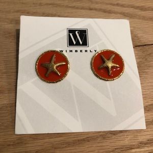 Wimberly Starfish Seaside Enamel Button Earrings